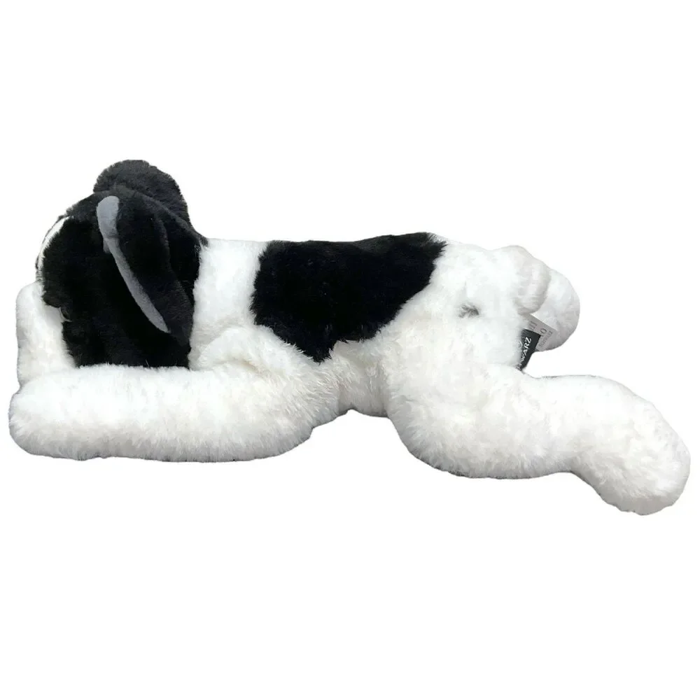 FAO Schwartz Boston Terrier Dog Puppy Laying Down Plush‎ Toy Stuffed Animal